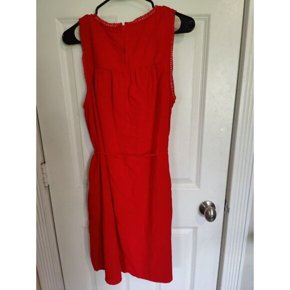 Knox Rose Sleeveless Cherry Red Crochet Belted Knee Length Dress W Pockets L NWT - Picture 4 of 9